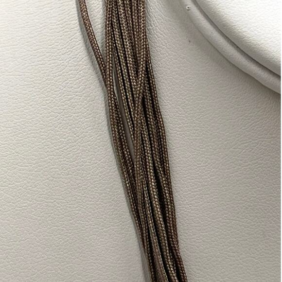 Chico’s MultiStrand Tan Corded Round Brushed Good‎ Medallion Pendant Necklace - Picture 2 of 7